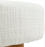 Jasper Boucle Fabric / Oak Wood / Foam Mid Century Cream Boucle Fabric Stool - 16" W x 16" D x 26" H