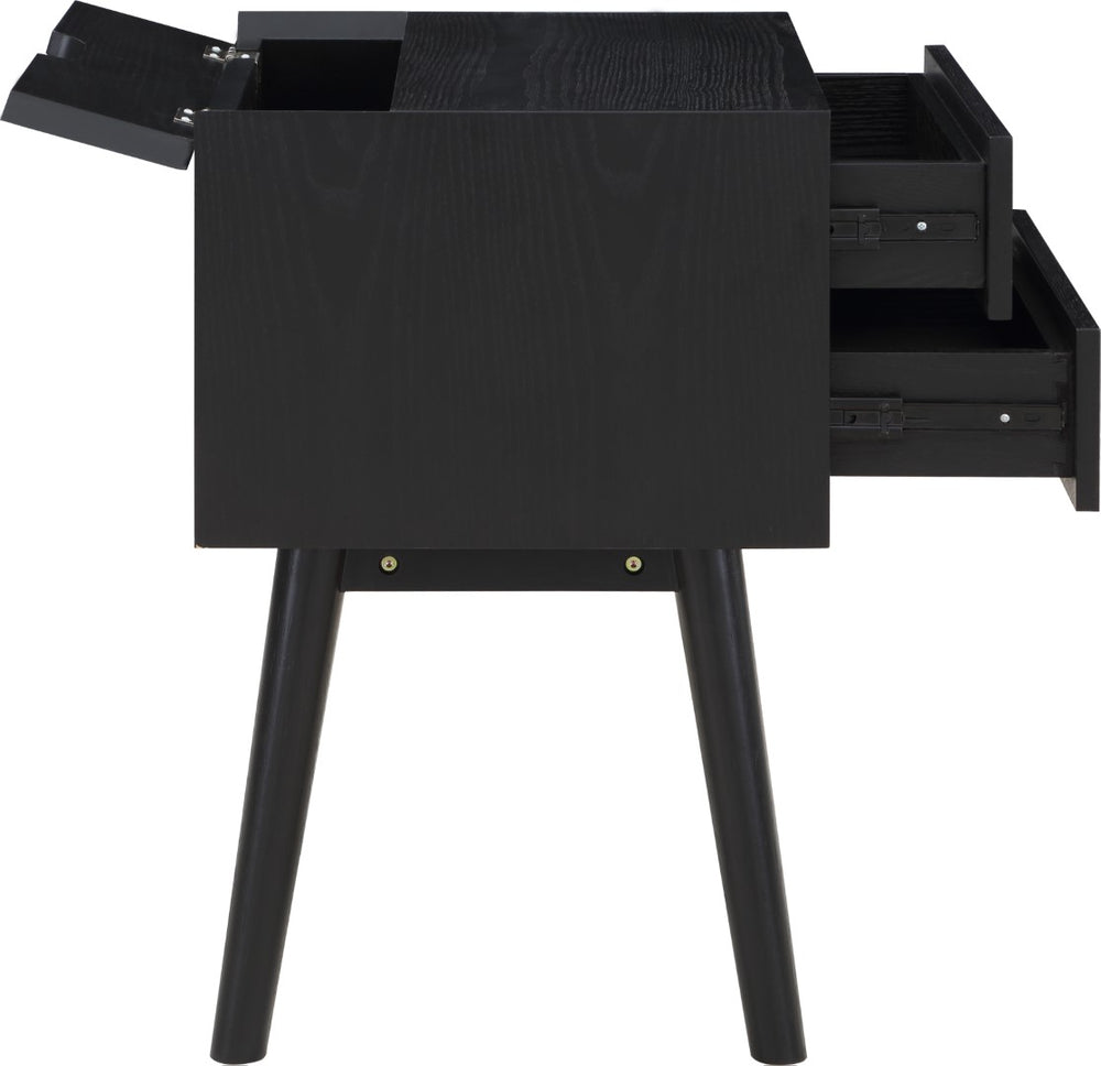 Teddy Rubberwood / Wood Veneer / MDF / Stainless Steel Contemporary Black Night Stand - 18" W x 15" D x 24" H