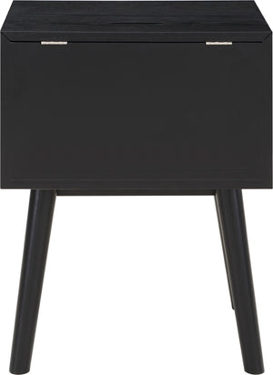 Teddy Rubberwood / Wood Veneer / MDF / Stainless Steel Contemporary Black Night Stand - 18" W x 15" D x 24" H