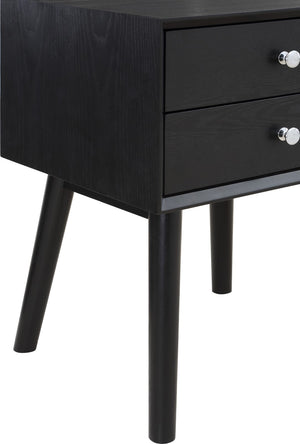 Teddy Rubberwood / Wood Veneer / MDF / Stainless Steel Contemporary Black Night Stand - 18" W x 15" D x 24" H
