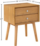 Teddy Rubberwood / Wood Veneer / MDF / Stainless Steel Contemporary Natural Night Stand - 18" W x 15" D x 24" H