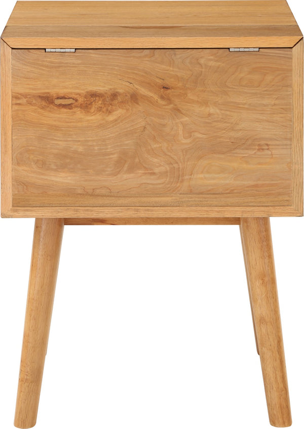 Teddy Rubberwood / Wood Veneer / MDF / Stainless Steel Contemporary Natural Night Stand - 18" W x 15" D x 24" H