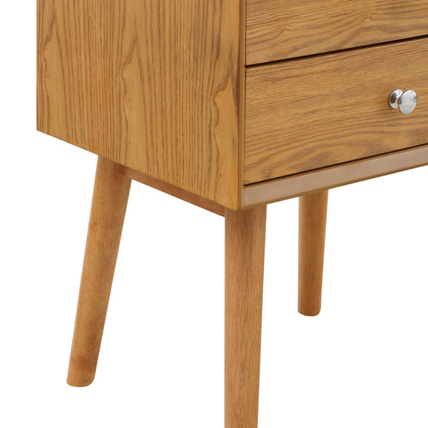 Teddy Rubberwood / Wood Veneer / MDF / Stainless Steel Contemporary Natural Night Stand - 18" W x 15" D x 24" H