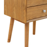 Teddy Rubberwood / Wood Veneer / MDF / Stainless Steel Contemporary Natural Night Stand - 18" W x 15" D x 24" H