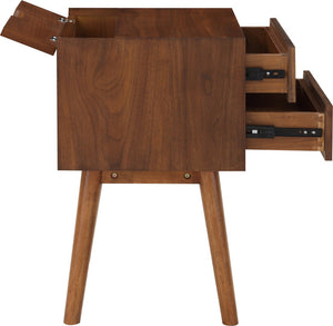 Teddy Rubberwood / Wood Veneer / MDF / Stainless Steel Contemporary Walnut Night Stand - 18" W x 15" D x 24" H