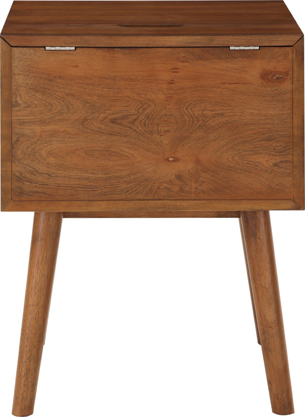 Teddy Rubberwood / Wood Veneer / MDF / Stainless Steel Contemporary Walnut Night Stand - 18" W x 15" D x 24" H