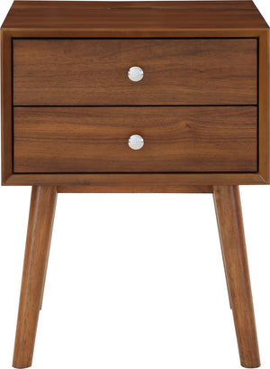 Teddy Rubberwood / Wood Veneer / MDF / Stainless Steel Contemporary Walnut Night Stand - 18" W x 15" D x 24" H