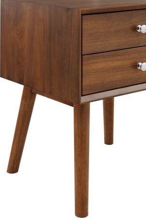 Teddy Rubberwood / Wood Veneer / MDF / Stainless Steel Contemporary Walnut Night Stand - 18" W x 15" D x 24" H