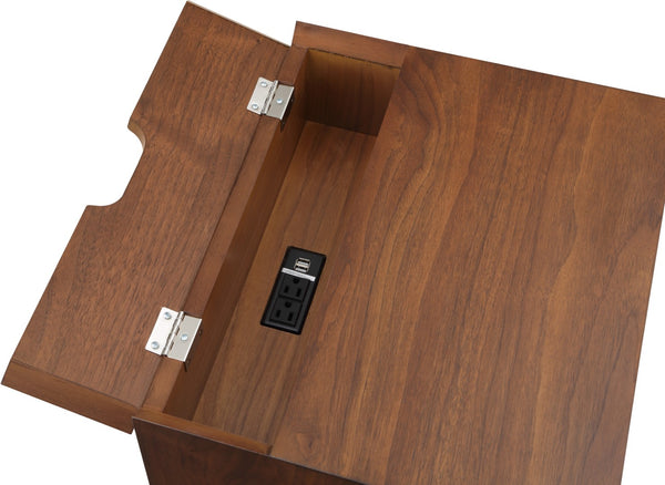 Teddy Rubberwood / Wood Veneer / MDF / Stainless Steel Contemporary Walnut Night Stand - 18" W x 15" D x 24" H