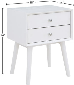 Teddy Rubberwood / Wood Veneer / MDF / Stainless Steel Contemporary White Night Stand - 18" W x 15" D x 24" H