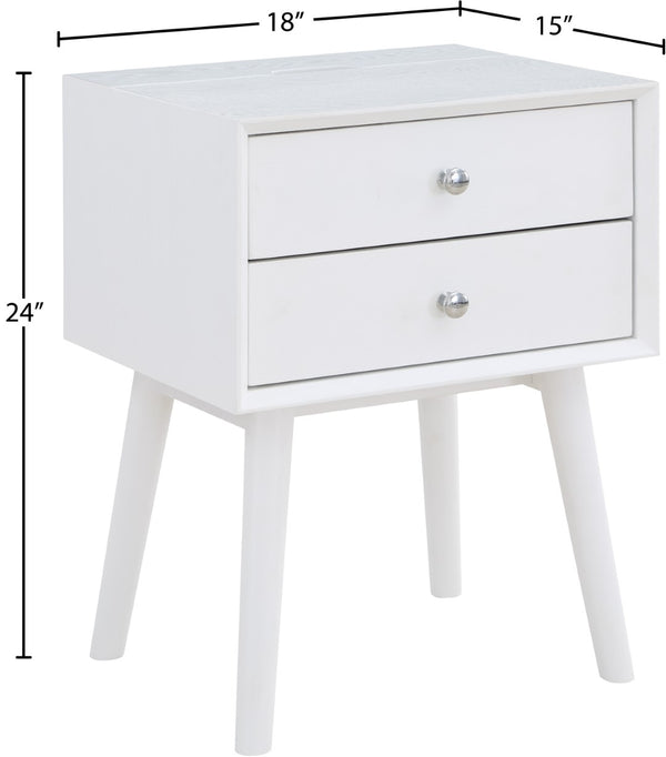 Teddy Rubberwood / Wood Veneer / MDF / Stainless Steel Contemporary White Night Stand - 18" W x 15" D x 24" H