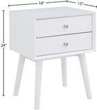 Teddy Rubberwood / Wood Veneer / MDF / Stainless Steel Contemporary White Night Stand - 18" W x 15" D x 24" H