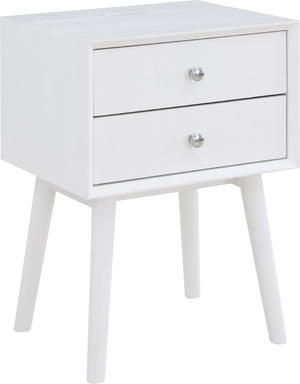 Teddy Rubberwood / Wood Veneer / MDF / Stainless Steel Contemporary White Night Stand - 18" W x 15" D x 24" H