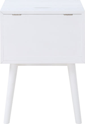 Teddy Rubberwood / Wood Veneer / MDF / Stainless Steel Contemporary White Night Stand - 18" W x 15" D x 24" H