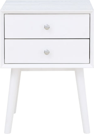 Teddy Rubberwood / Wood Veneer / MDF / Stainless Steel Contemporary White Night Stand - 18" W x 15" D x 24" H