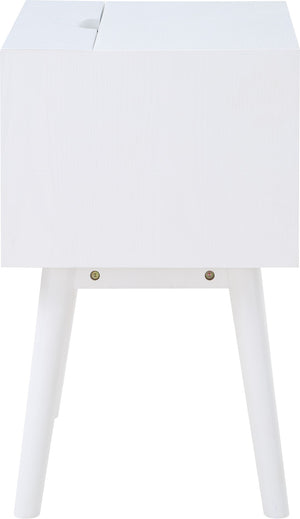 Teddy Rubberwood / Wood Veneer / MDF / Stainless Steel Contemporary White Night Stand - 18" W x 15" D x 24" H