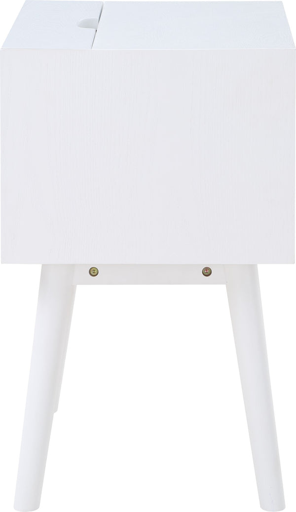 Teddy Rubberwood / Wood Veneer / MDF / Stainless Steel Contemporary White Night Stand - 18" W x 15" D x 24" H