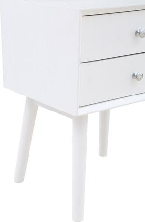 Teddy Rubberwood / Wood Veneer / MDF / Stainless Steel Contemporary White Night Stand - 18" W x 15" D x 24" H