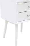 Teddy Rubberwood / Wood Veneer / MDF / Stainless Steel Contemporary White Night Stand - 18" W x 15" D x 24" H