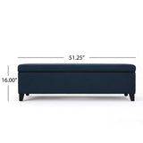 York Navy Blue Fabric Storage Ottoman Noble House