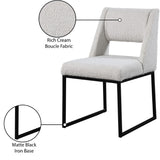 Jayce Boucle Fabric / Iron / Foam Contemporary Cream Boucle Fabric Dining Chair - 19" W x 22.5" D x 33" H