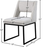 Jayce Boucle Fabric / Iron / Foam Contemporary Cream Boucle Fabric Dining Chair - 19" W x 22.5" D x 33" H