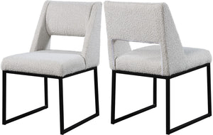 Jayce Boucle Fabric / Iron / Foam Contemporary Cream Boucle Fabric Dining Chair - 19" W x 22.5" D x 33" H