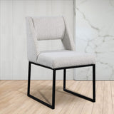 Jayce Boucle Fabric / Iron / Foam Contemporary Cream Boucle Fabric Dining Chair - 19" W x 22.5" D x 33" H