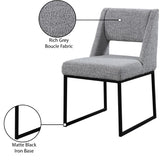 Jayce Boucle Fabric / Iron / Foam Contemporary Grey Boucle Fabric Dining Chair - 19" W x 22.5" D x 33" H