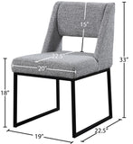 Jayce Boucle Fabric / Iron / Foam Contemporary Grey Boucle Fabric Dining Chair - 19" W x 22.5" D x 33" H