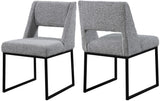 Jayce Boucle Fabric / Iron / Foam Contemporary Grey Boucle Fabric Dining Chair - 19" W x 22.5" D x 33" H