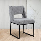 Jayce Boucle Fabric / Iron / Foam Contemporary Grey Boucle Fabric Dining Chair - 19" W x 22.5" D x 33" H