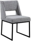 Jayce Boucle Fabric / Iron / Foam Contemporary Grey Boucle Fabric Dining Chair - 19" W x 22.5" D x 33" H