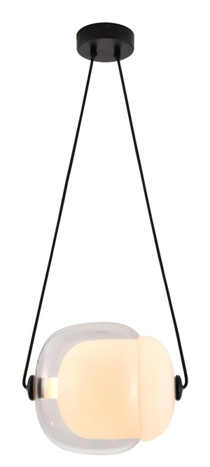 Bethel Black LED Pendant in Metal & Glass