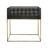 Sagebrook Home Contemporary Metal, Set of 2 -  20/24" Square Planters, Black/gold 16426 Black Metal