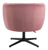 Zuo Modern Elia 100% Polyester, Plywood, Steel Modern Commercial Grade Accent Chair Pink, Black 100% Polyester, Plywood, Steel