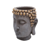 Sagebrook Home Contemporary Resin Buddha Head Flower Pot, Gray/gold 13029-08 Gold Polyresin