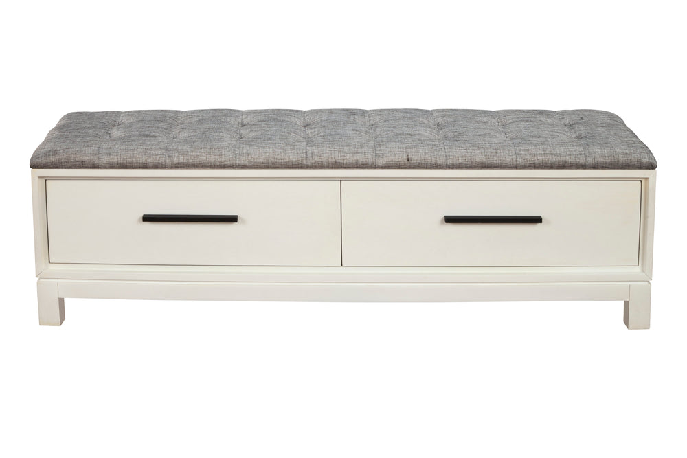 Nova Bench in Elegant Chalk White - Fully Assembled Mahogany with Tufted Cushion & Dovetail Drawers
