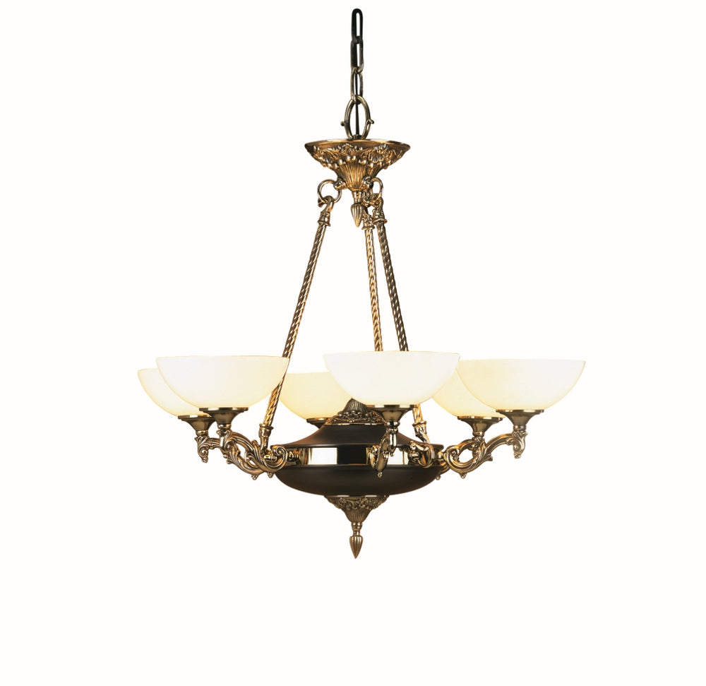 6-Light French Brass Napoleonic Dining Chandelier