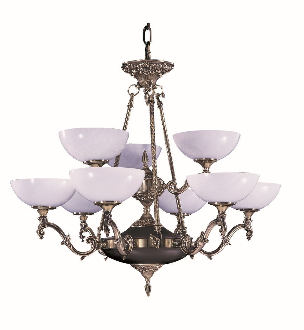 9-Light French Brass Napoleonic Dining Chandelier