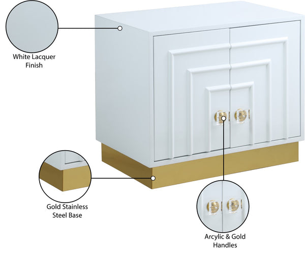 Cosmopolitan Acrylic / Engineered Wood / Stainless Steel Contemporary White Lacquer Side Table - 28" W x 18" D x 24" H