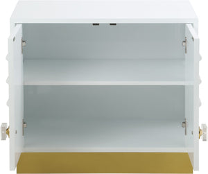 Cosmopolitan Acrylic / Engineered Wood / Stainless Steel Contemporary White Lacquer Side Table - 28" W x 18" D x 24" H