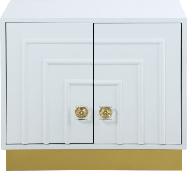 Cosmopolitan Acrylic / Engineered Wood / Stainless Steel Contemporary White Lacquer Side Table - 28" W x 18" D x 24" H