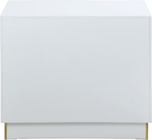 Cosmopolitan Acrylic / Engineered Wood / Stainless Steel Contemporary White Lacquer Side Table - 28" W x 18" D x 24" H