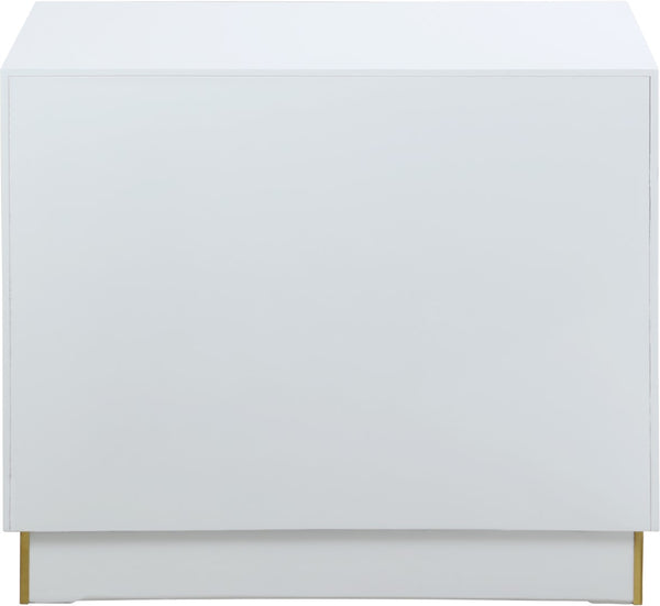 Cosmopolitan Acrylic / Engineered Wood / Stainless Steel Contemporary White Lacquer Side Table - 28" W x 18" D x 24" H