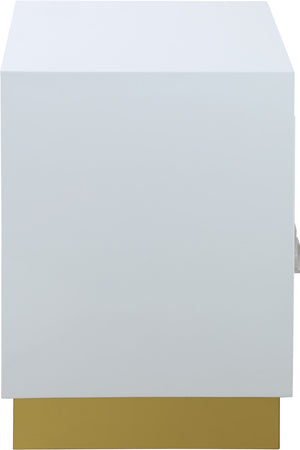 Cosmopolitan Acrylic / Engineered Wood / Stainless Steel Contemporary White Lacquer Side Table - 28" W x 18" D x 24" H