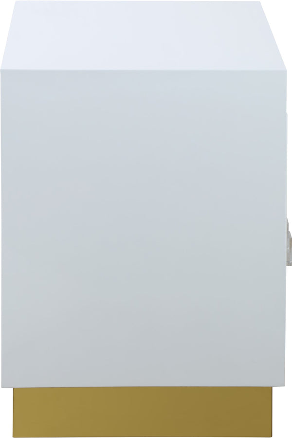 Cosmopolitan Acrylic / Engineered Wood / Stainless Steel Contemporary White Lacquer Side Table - 28" W x 18" D x 24" H