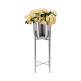 Sagebrook Home Contemporary Set of 3 -  Metal Planters On Stand 40/30/20"h, Silver/sil 14630-03 Silver Iron