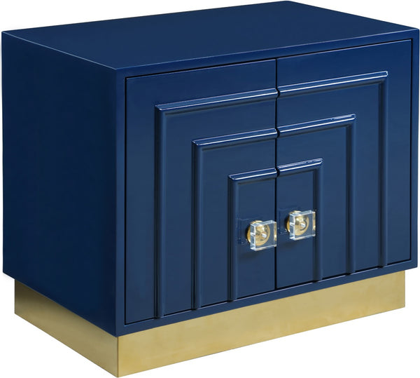 Cosmopolitan Acrylic / Engineered Wood / Stainless Steel Contemporary Navy Lacquer Side Table - 28" W x 18" D x 24" H