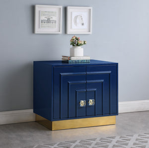 Cosmopolitan Acrylic / Engineered Wood / Stainless Steel Contemporary Navy Lacquer Side Table - 28" W x 18" D x 24" H